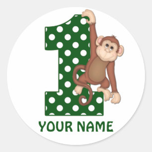 1.ᵉʳ Pegatina personalizado de mono de cumpleaños