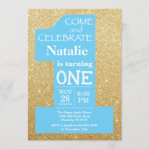 1.ᵉʳ Purpurina de oro de cumpleaños e invitación a