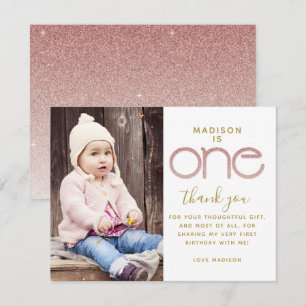 1.ᵉʳ Rosa de cumpleaños Purpurina de oro Tarjeta d