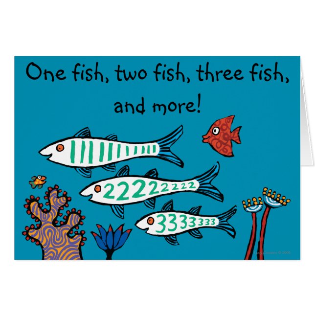 1, 2, 3 pescados con los pequeños pescados y coral (Anverso (Horizontal))