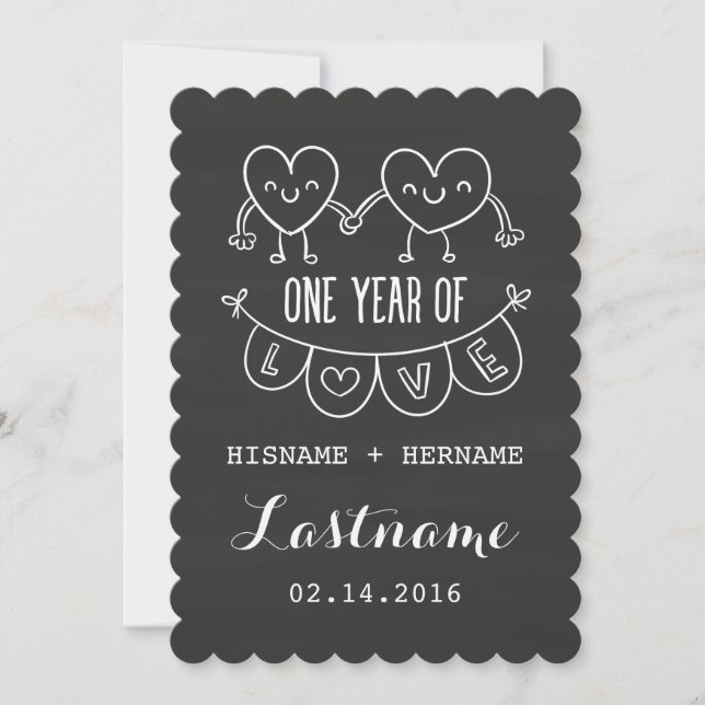 1 Aniversario Regalo Corazones V2 Invitaciones (Anverso)