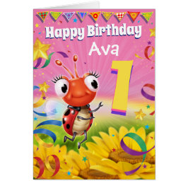 1 año tarjeta de cumpleaños Personalizado Little L