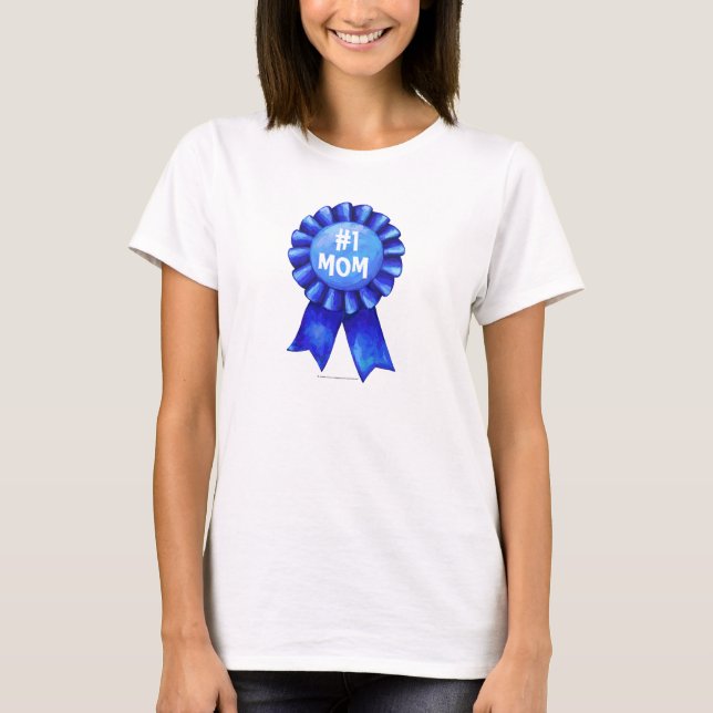 #1 Camiseta azul de cinta azul para mamá (Anverso)