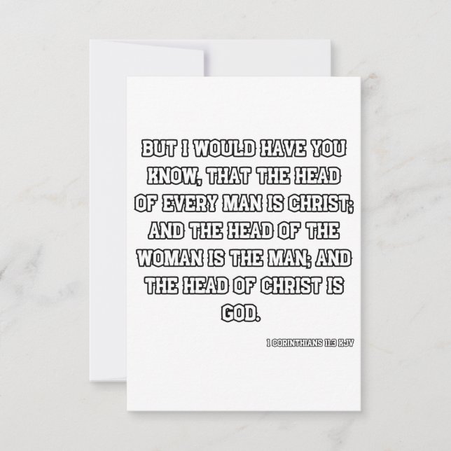 1 Corinthians 11:3 KJV Biblia Verse Tarjeta de fel (Anverso)