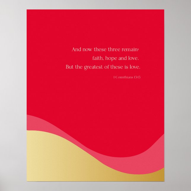 1 Corintios 13:13, Amor, Arte Muro, Rojo y Oro (Frente)