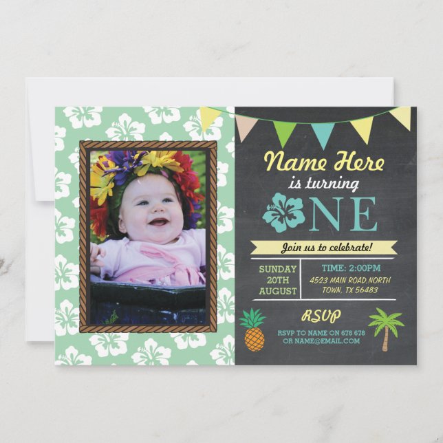 1 cumpleaños 1 Invitación de Fiesta fotográfico tr (Anverso)