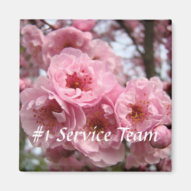 #1 Equipo de Servicio imán Flores Rosadas Oficina  (Frente)