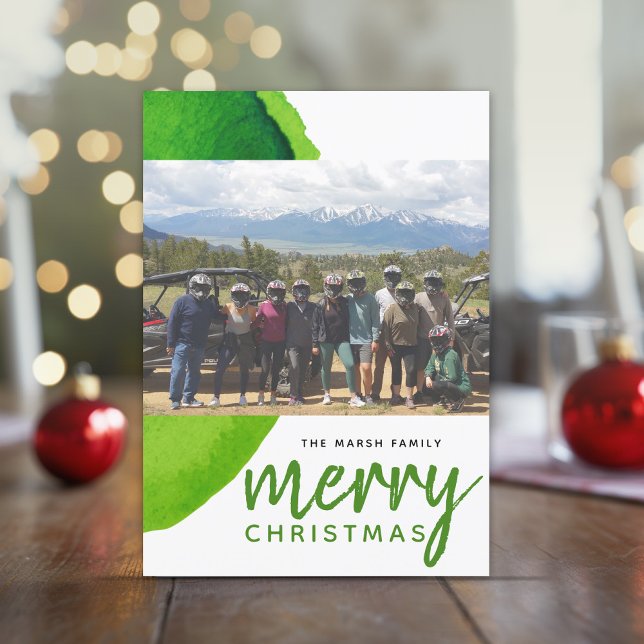 1 Foto Feliz Navidad Moderno Resumen Acuarela (Online Christmas Card with an artistic, watercolor background and modern fonts)