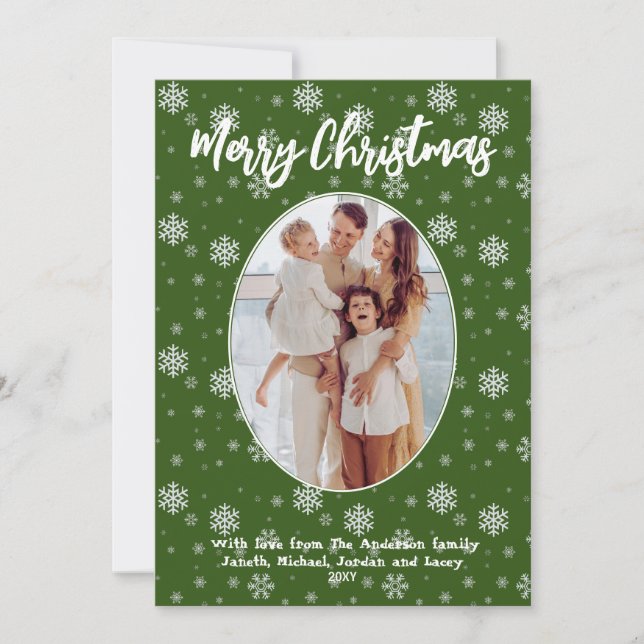 1 Foto Green Snowflakes Feliz Navidad Moderna (Anverso)