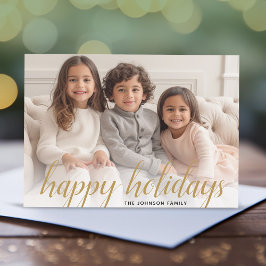1 Foto Script de Navidad Dorado Feliz Damask
