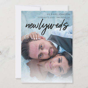 1 Invitación de foto de recién casados - Negro