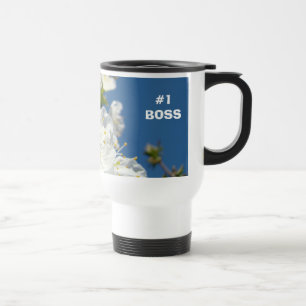#1 Jefe Taza de café de viaje Flores de cerezo Pri