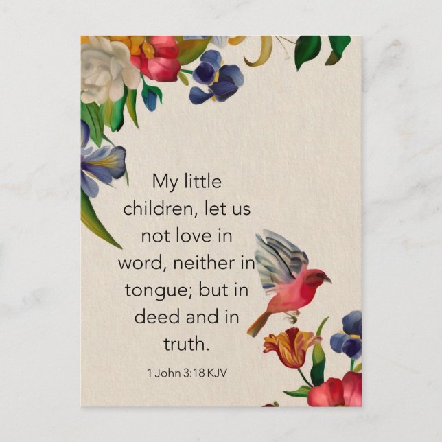 1 Juan 3:18 KJV Tarjeta de memorización de versícu (Anverso)