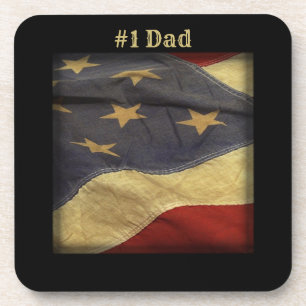 #1 Papá Bandera Americana Deteriorada Posavasos