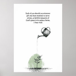 1 Pedro 4:10 Versículo Bíblico Arte de Pared de Fe