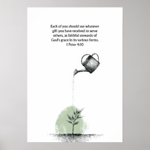1 Pedro 4:10 Versículo Bíblico Arte de Pared de Fe