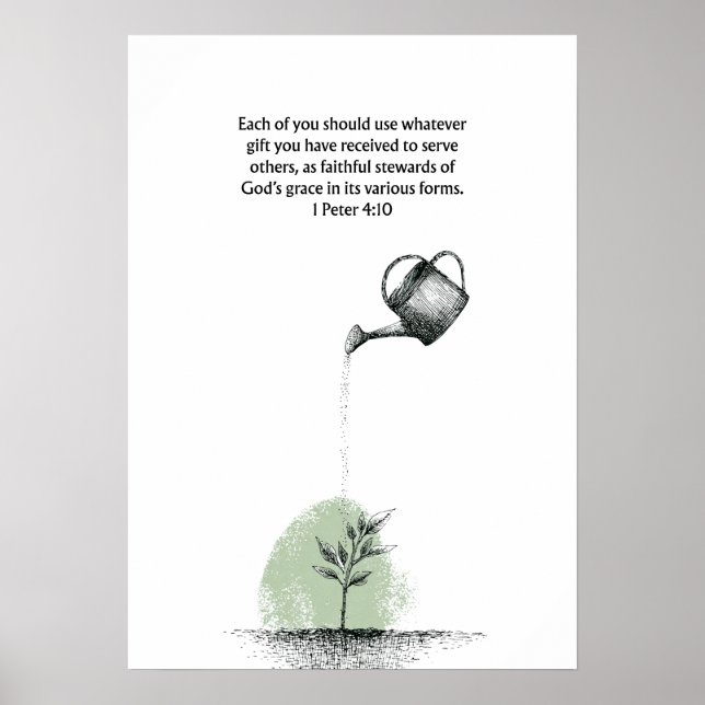 1 Pedro 4:10 Versículo Bíblico Arte de Pared de Fe (Frente)