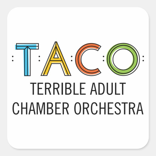 1 Pegatinas de 1/2" de TACO cuadrado (20), brillan (Anverso)