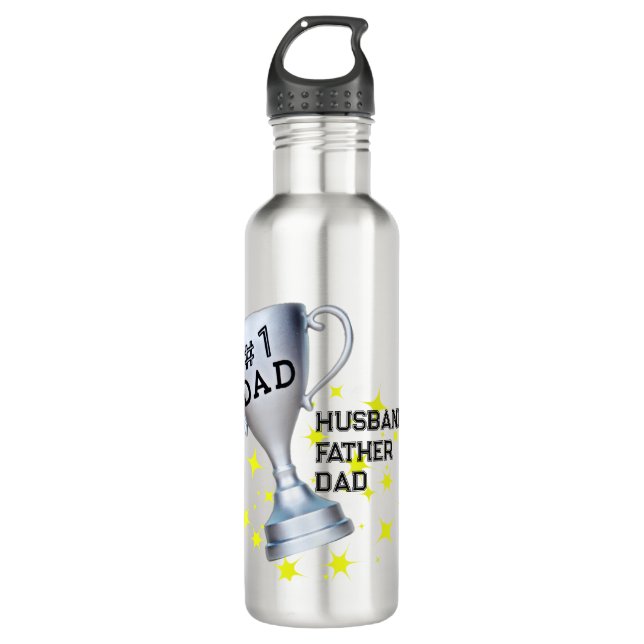 #1 Personalizado de papá Botella de agua de acero  (Anverso)