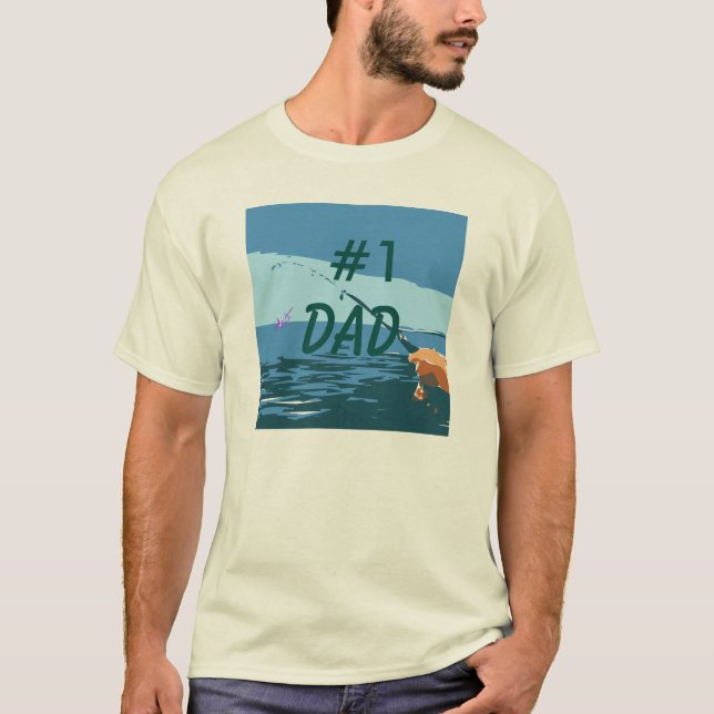 #1 Pescador Papá Hombres Camiseta Natural (Anverso)