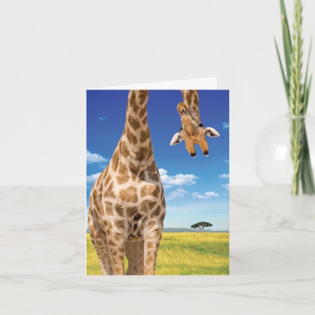 1 Tarjeta de cumpleaños Adorable - Giraffe boca ab (Anverso)
