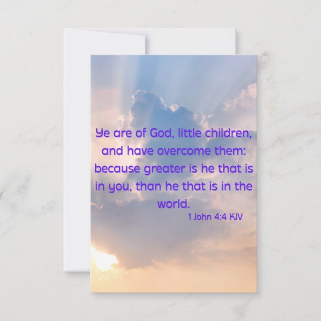 1 Tarjeta de felicitación plana John 4:4 KJV Bible (Anverso)