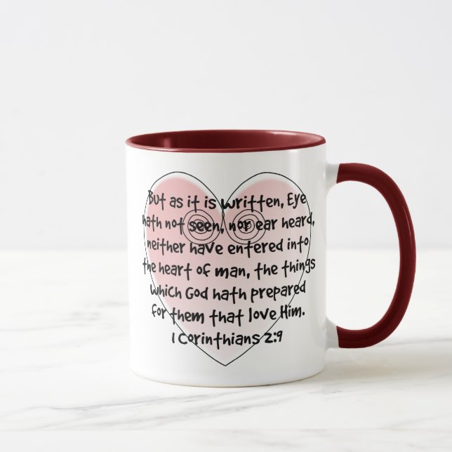 1 taza del verso de la biblia del corazón del rosa (Derecha)