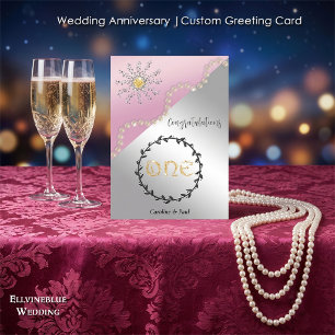 1er Aniversario de Boda   Tarjeta de Felicitación 