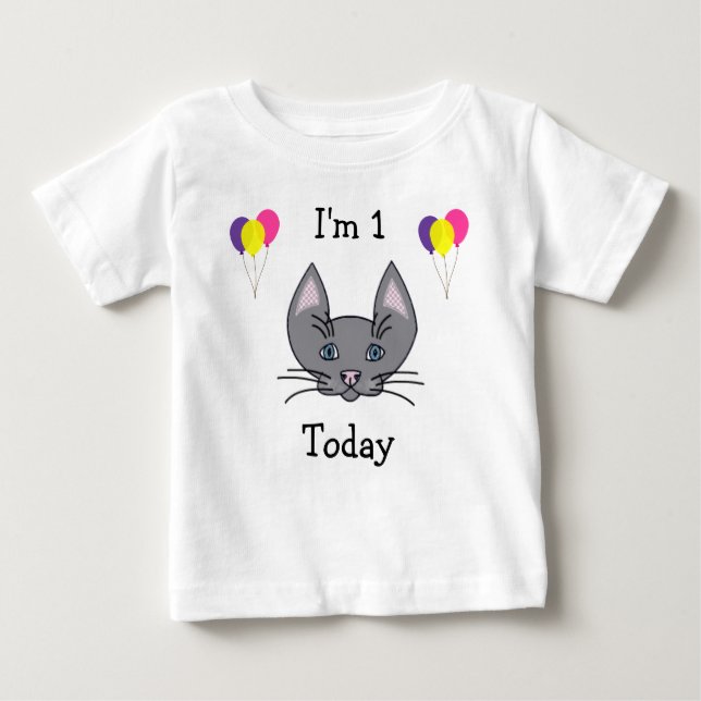 1r Camiseta del gato del cumpleaños (Anverso)