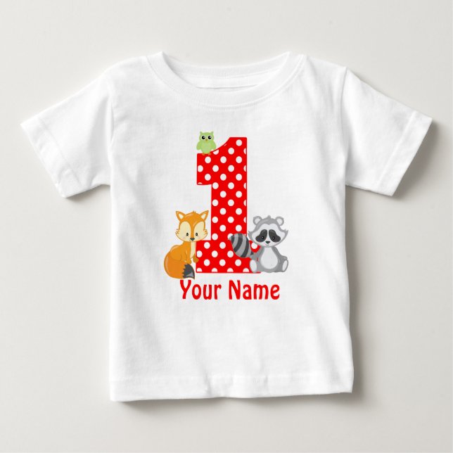 1r Camiseta personalizada arbolado del cumpleaños (Anverso)