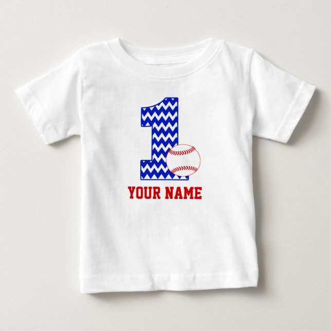 1r Camiseta personalizada béisbol del cumpleaños (Anverso)