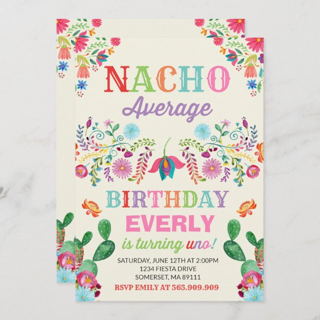 1r fiesta de la media del Nacho de la invitación (Anverso / Reverso)