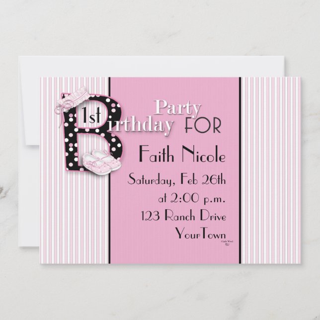 1r Invitación del cumpleaños de la niña (Anverso)