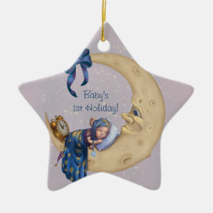 1r ornamento de la luna del día de fiesta del beb