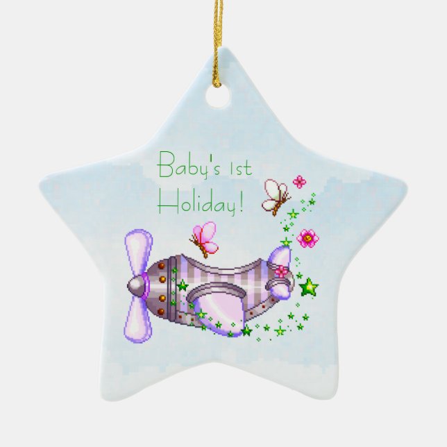 1r ornamento del aeroplano del día de fiesta del (Frente)