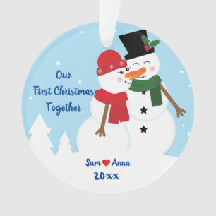 1r Ornamento del muñeco de nieve del navidad junt