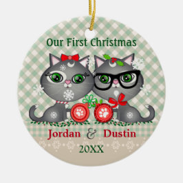 1r ornamento del navidad de los gatos rústicos de