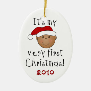 1r ornamento del navidad del bebé afroamericano