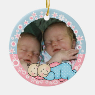 1r ornamento gemelo del navidad del muchacho y del