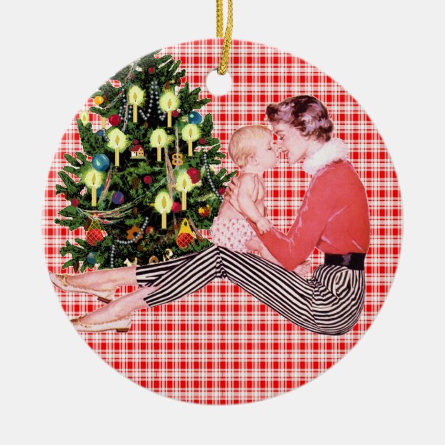 1r ornamento retro del navidad de Babys (Frente)