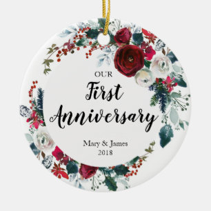 1r Regalo del aniversario para el ornamento de los
