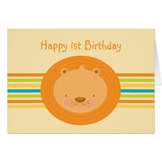 1r Tarjeta del león del bebé del cumpleaños