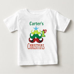 1ra camiseta del árbol del bigote del navidad del