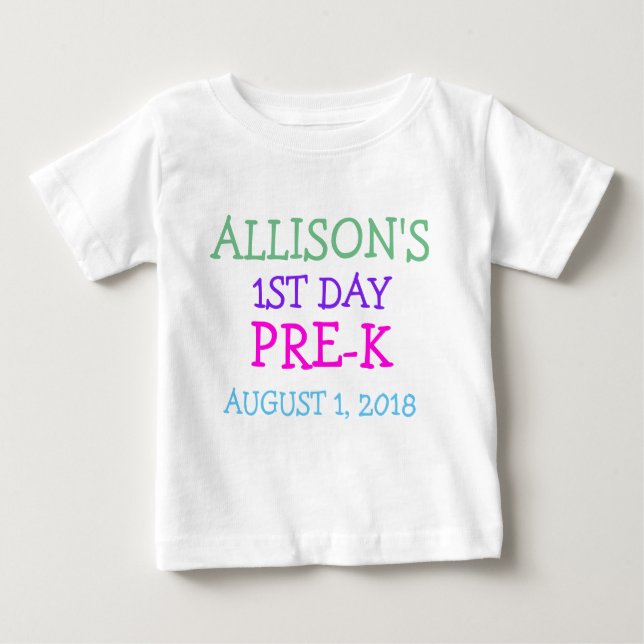 1ra FECHA PERSONALIZADA de la CAMISA del DÍA PRE-K (Anverso)