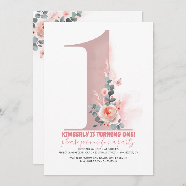 1ra invitación del cumpleaños de las niñas (Anverso / Reverso)