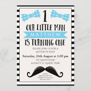 1ra invitación del cumpleaños del pequeño bigote
