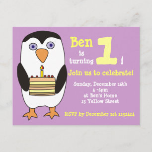 1ra invitación del cumpleaños del pingüino, fiesta
