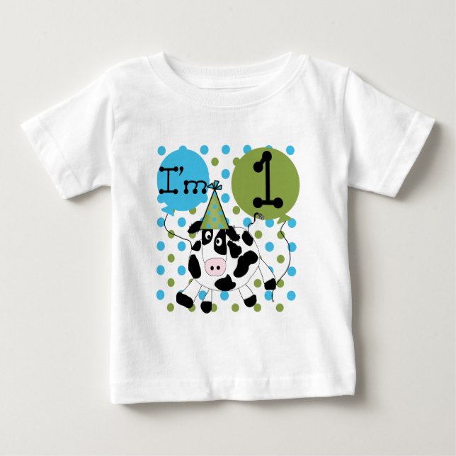 1ras camisetas y regalos del cumpleaños de la vaca (Anverso)