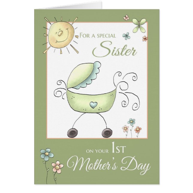 1st Mother's Day - Special Sister - Baby Carriage (Frente)