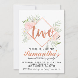 2ª Invitación de cumpleaños de oro rosa